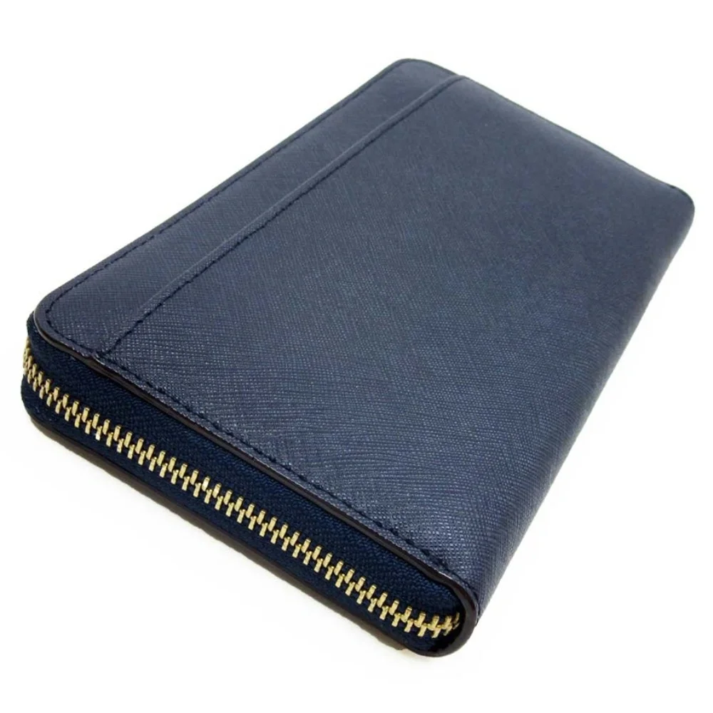 New Kate Spade navy blue leather zip wallet